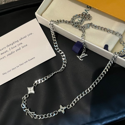 X713  Men's and women's titanium steel necklace and bracelet set jewelry