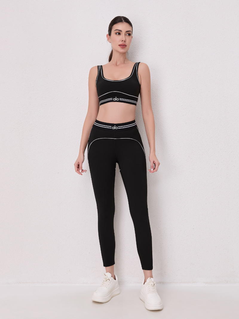 alo5110 High Waist Butt Lifting Yoga Set with Seamless Leggings and Sports Bra for Women Workout Gym Fitness