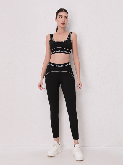 alo5110 High Waist Butt Lifting Yoga Set with Seamless Leggings and Sports Bra for Women Workout Gym Fitness