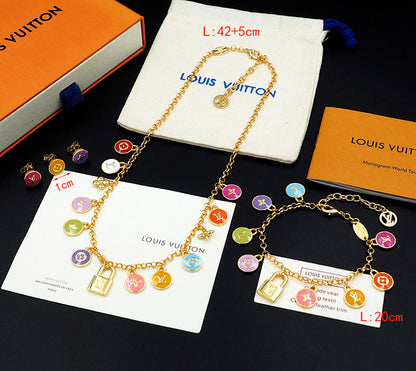 X750  Women's new fashionable titanium steel necklace bracelet set jewelry