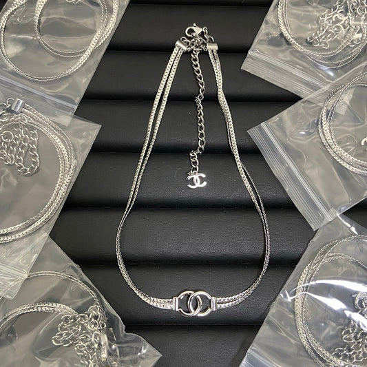 CHN122   Women's snake bone double-layer double C necklace jewelry
