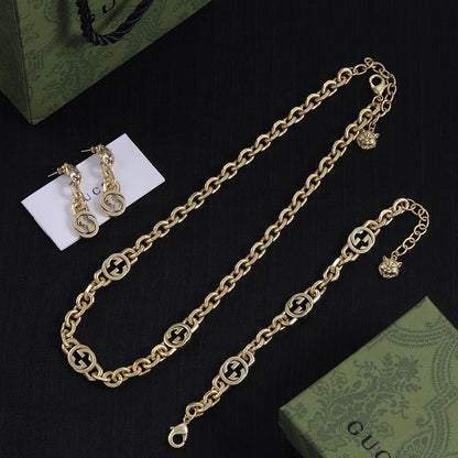 GUN10  Women's new fashionable necklace, bracelet, and earring set jewelry